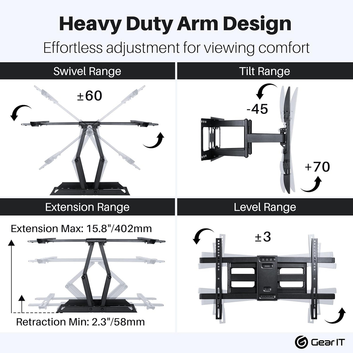 TV Wall Mount Full Motion Articulating Arm Vesa 200 300 400 600 Pack of 2 J67922