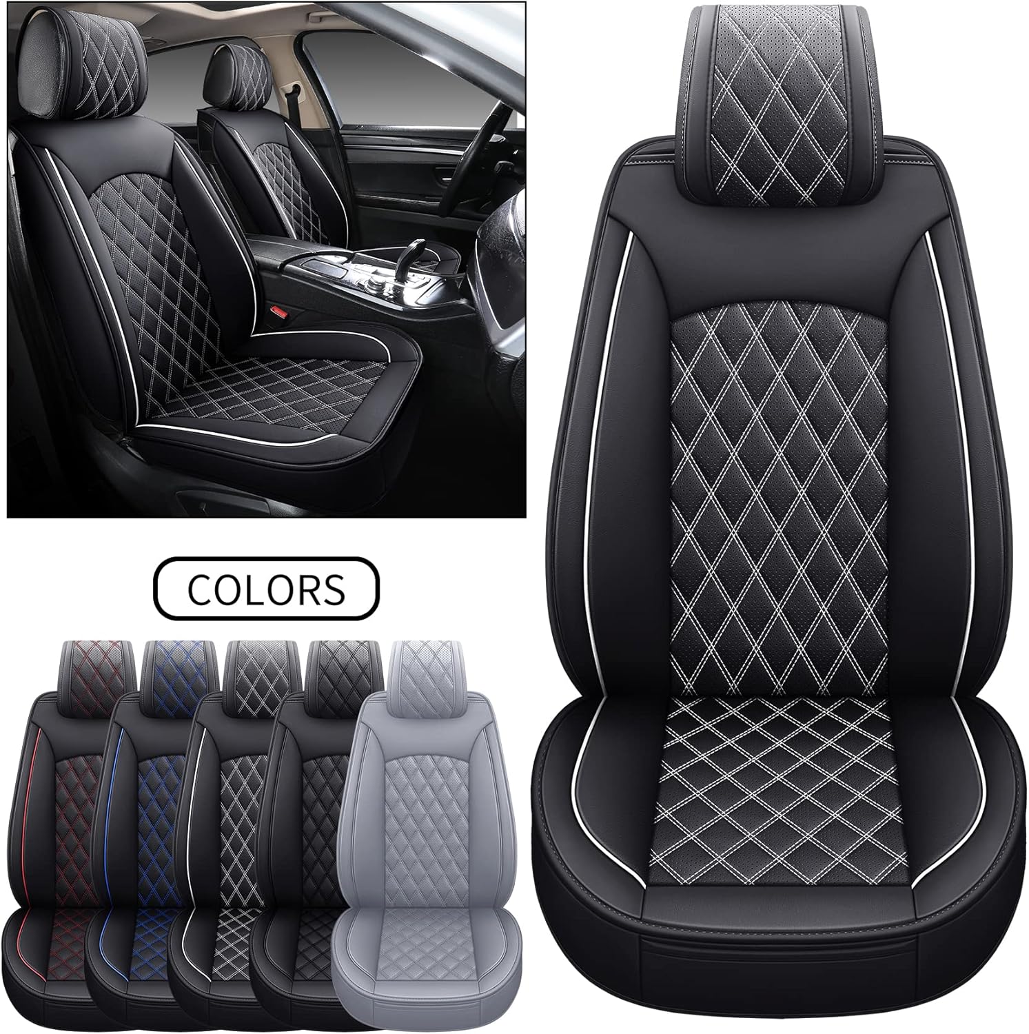 Waterproof Faux Leather Car Seat Covers Full Set G917