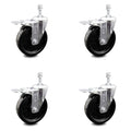 5 inch Phenolic Swivel Threaded Stem Caster Set with Total Lock Brake R832450