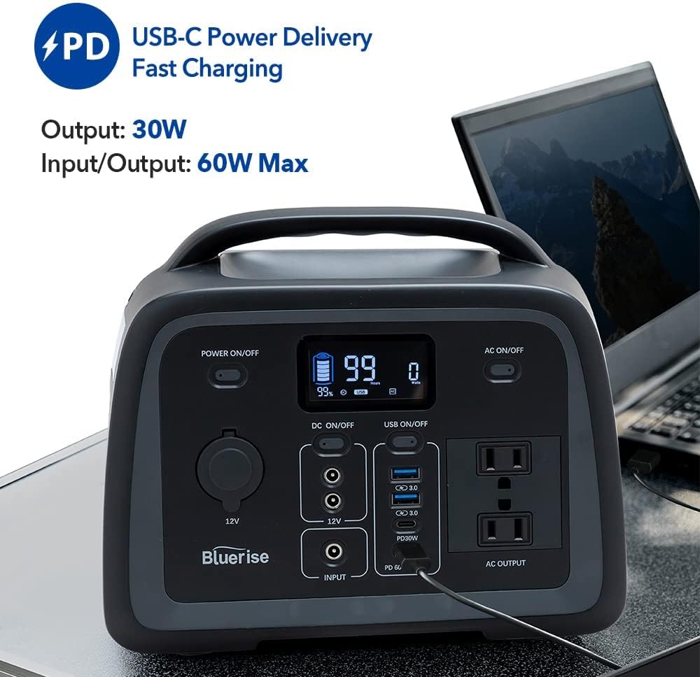 Portable Power Station 320Wh LiFePO4 with 2 AC Outlet 110V/300W Pure Sine Wave Solar Generator F779