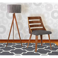 Charcoal Fabric Mid-Century Dining Chair in Walnut Wood D5249