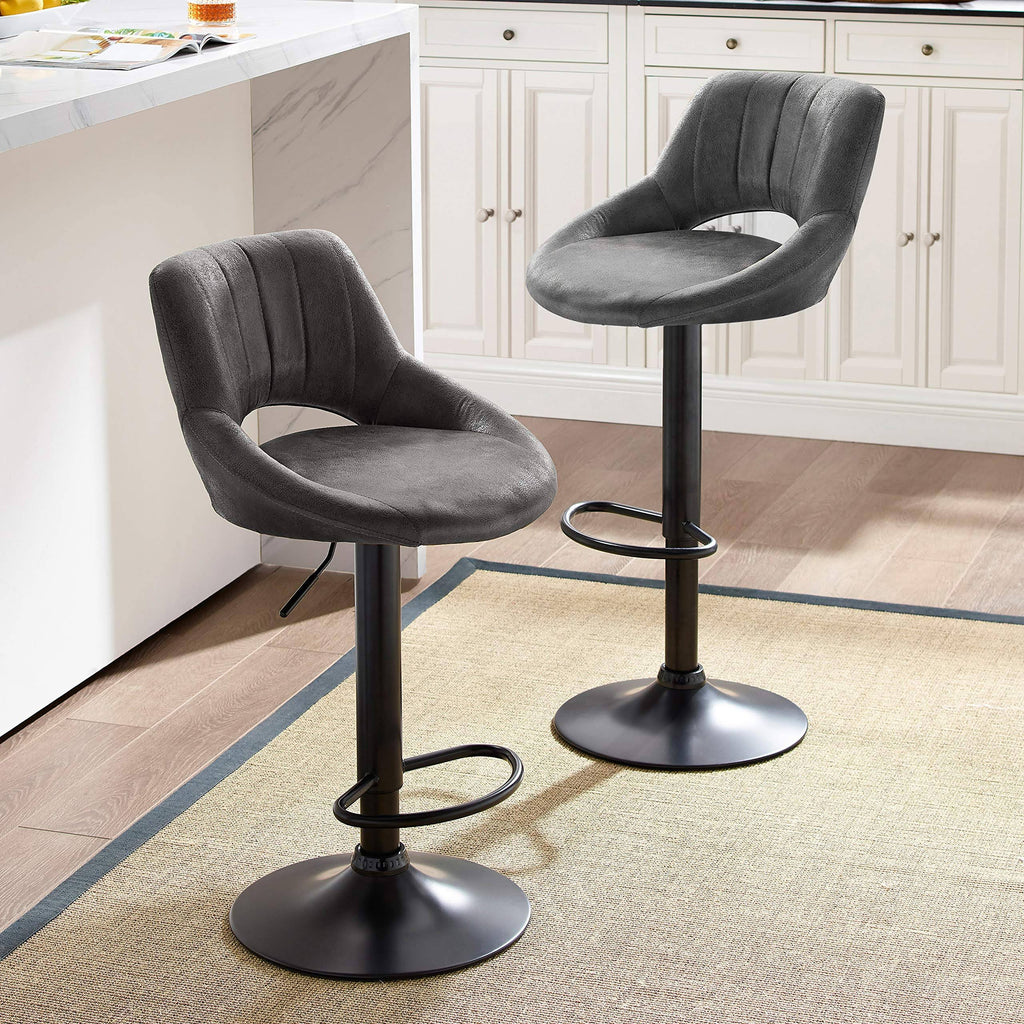 Grey Adjustable Swivel Barstool Set of 2 J9690