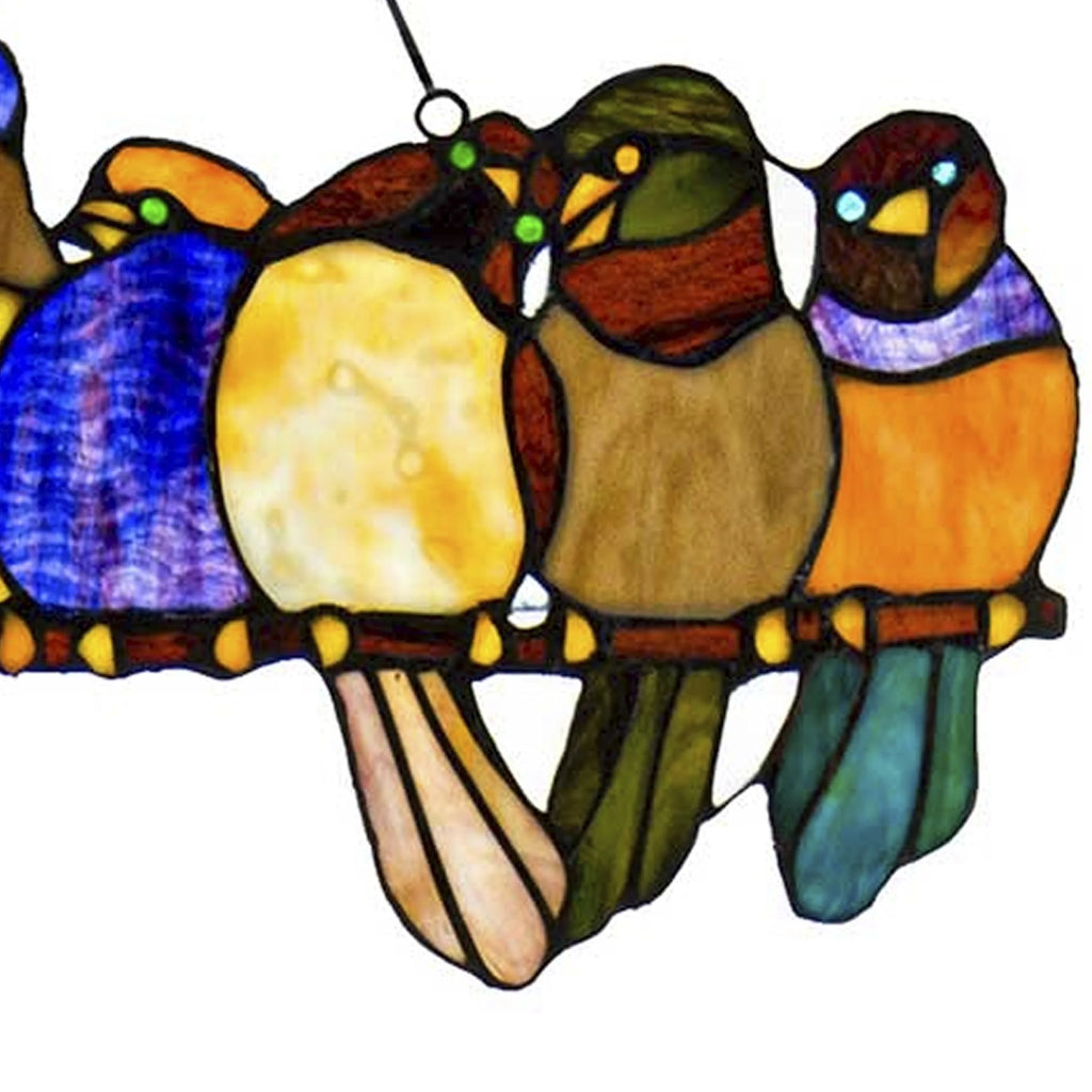 Stained Glass Birds on a Wire Window Panel B8516