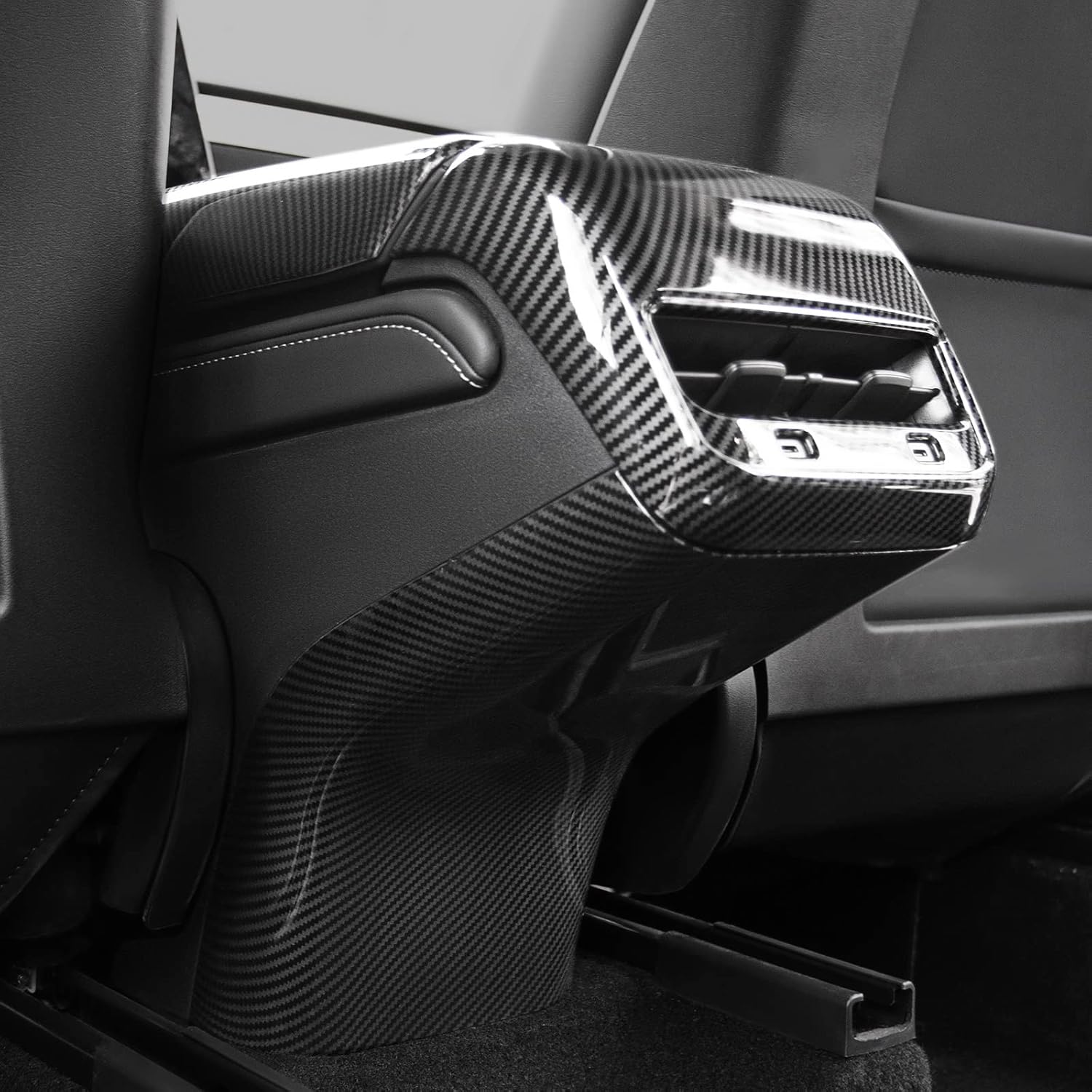 Glossy Carbon Fiber Pattern Rear Air Condition Vent Cover Protector Pack of 2 W618