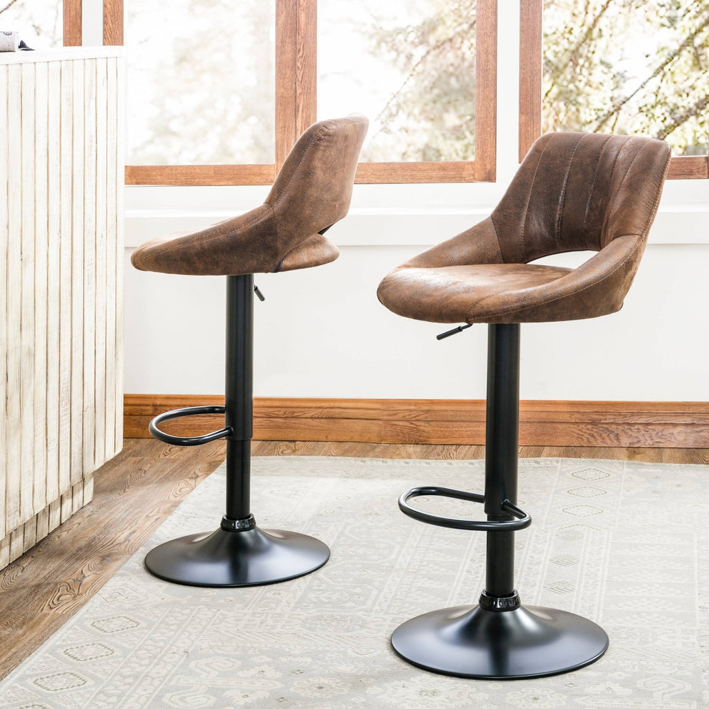 Grey Adjustable Swivel Barstool Set of 2 J9690