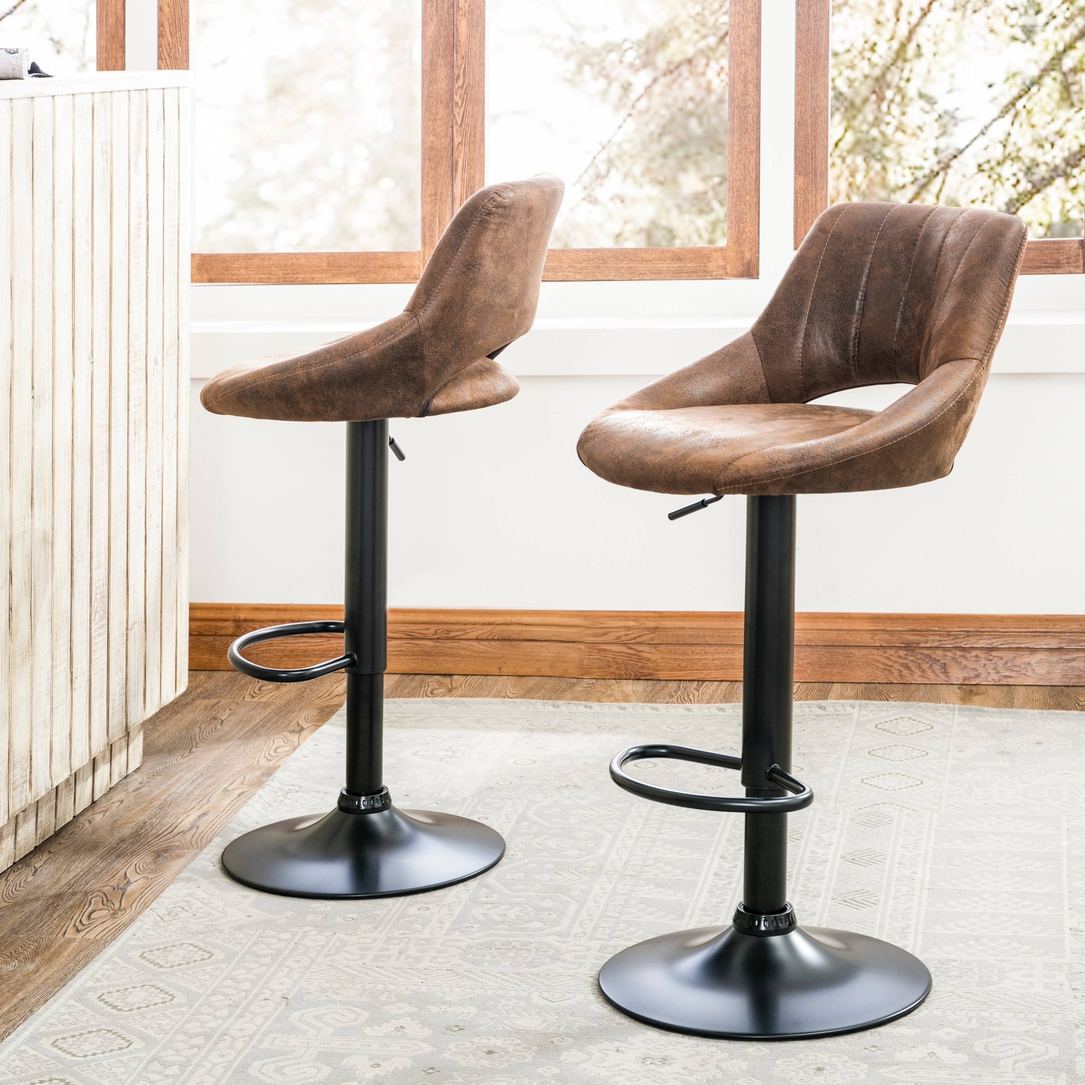 Grey Adjustable Swivel Barstool Set of 2 J9690