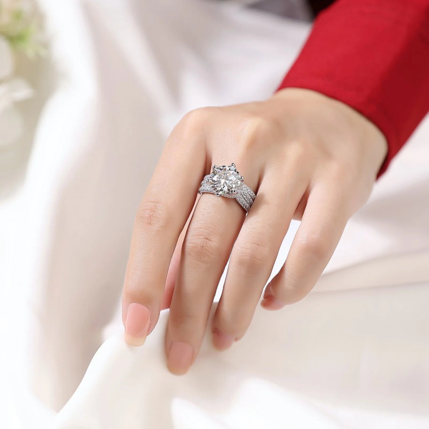5ct Round Cut Moissanite Engagement Ring with Certificate N57823