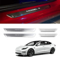 Door Sill Protector with LED Light, 4 Pieces Front/Rear Sill Plate Protector V821