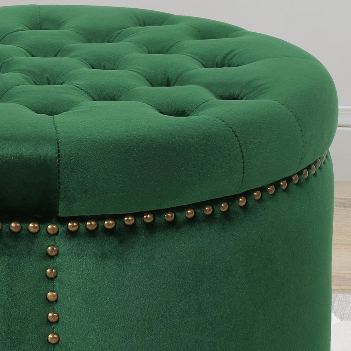 Emerald Velvet Tufted Ottoman B278