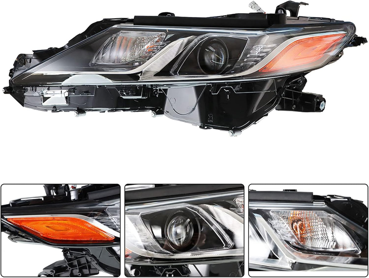 Black Housing Left & Right Front LED Projector Headlights for 2018 2019 Toyota Camry L LE SE G697