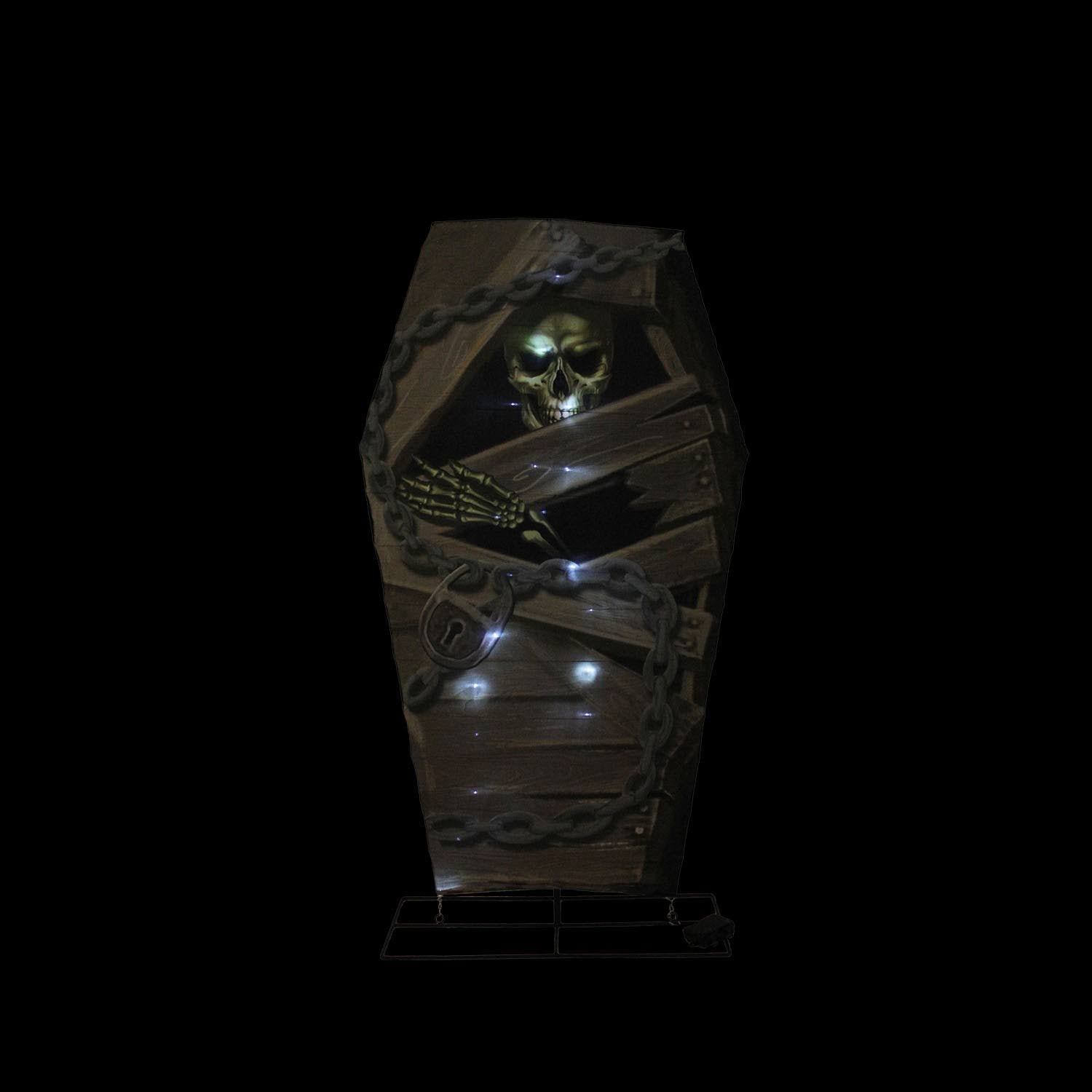 Black Battery Operated LED Lighted Skeleton in Coffin E394