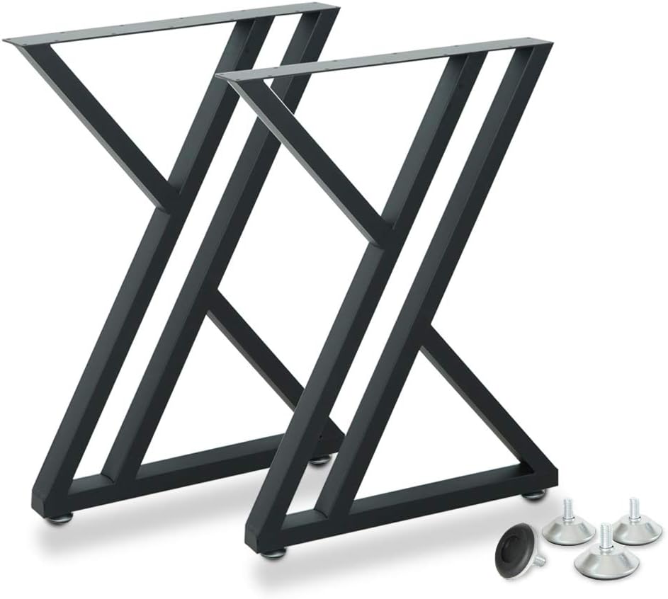 K Shape Black Metal Table Legs 1 Set of 2 pcs I78213