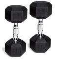 Hex Rubber Dumbbell Set of 2 with Metal Handles, 90 Lbs S141