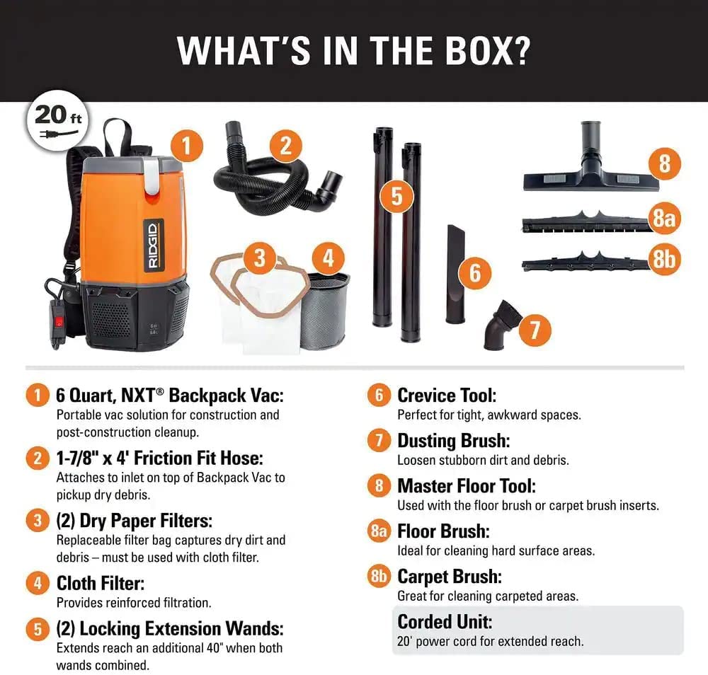 6 Qt. Backpack Vacuum Cleaner with Filters Z1150