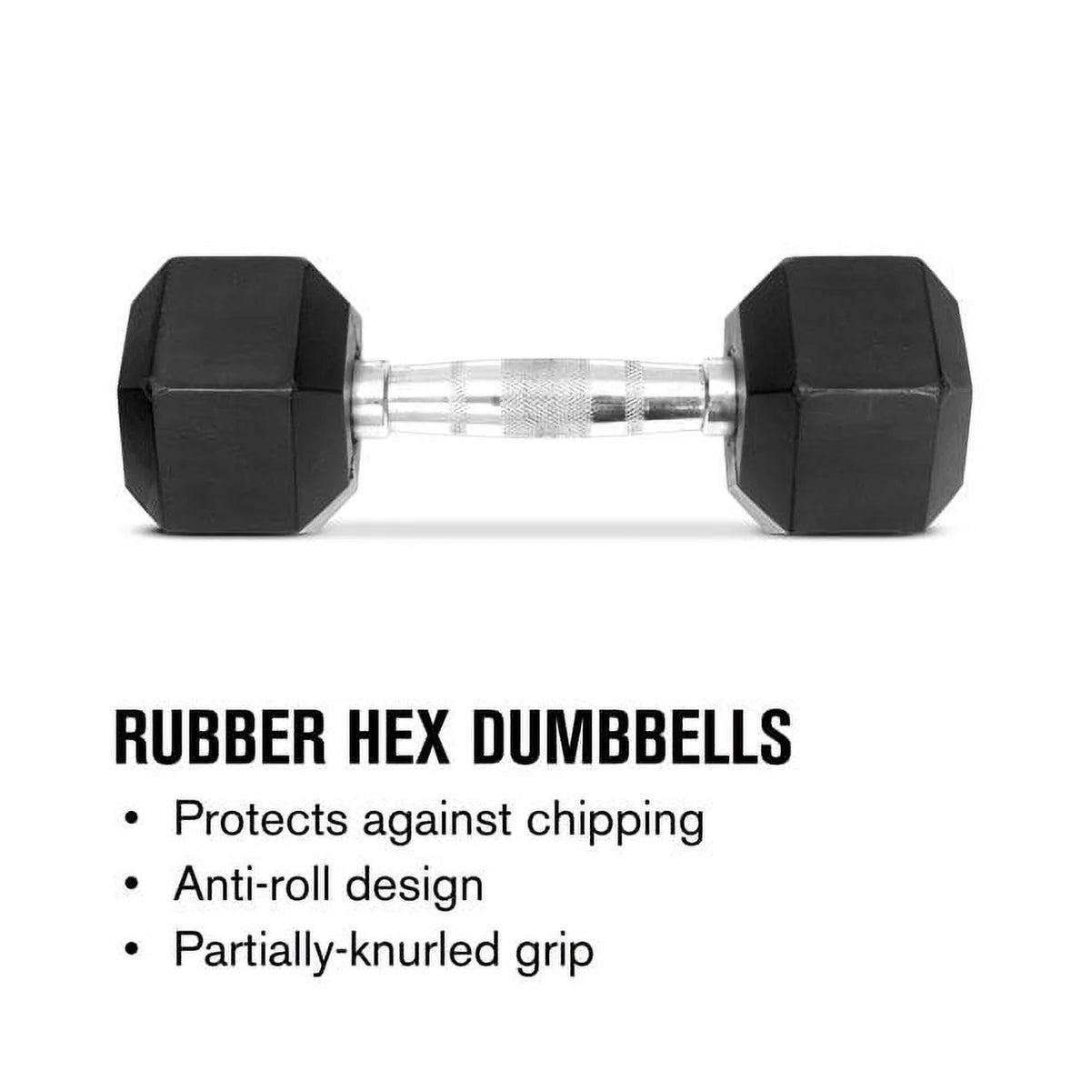 Hex Rubber Dumbbell Set of 2 with Metal Handles, 90 Lbs S141