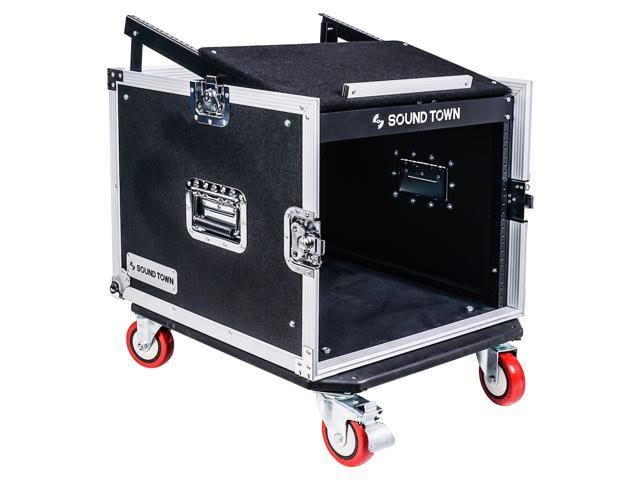 8-Space Pa/dj Rack Road Case with Slant Mixer Top and Casters Y932077