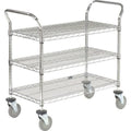 Chrome 3 Shelf Utility Cart with Polyurethane Casters O8650