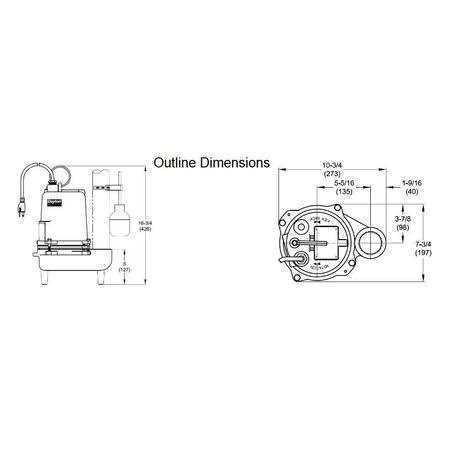 Submersible Sewage Pump 1/2 HP Z58454