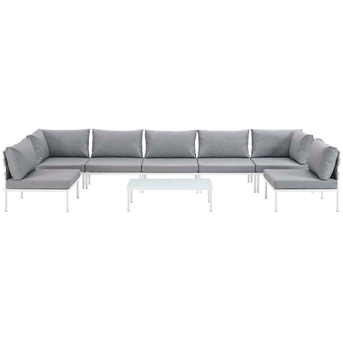 White Gray 8 Piece Outdoor Aluminum Sectional Sofa Set K843242