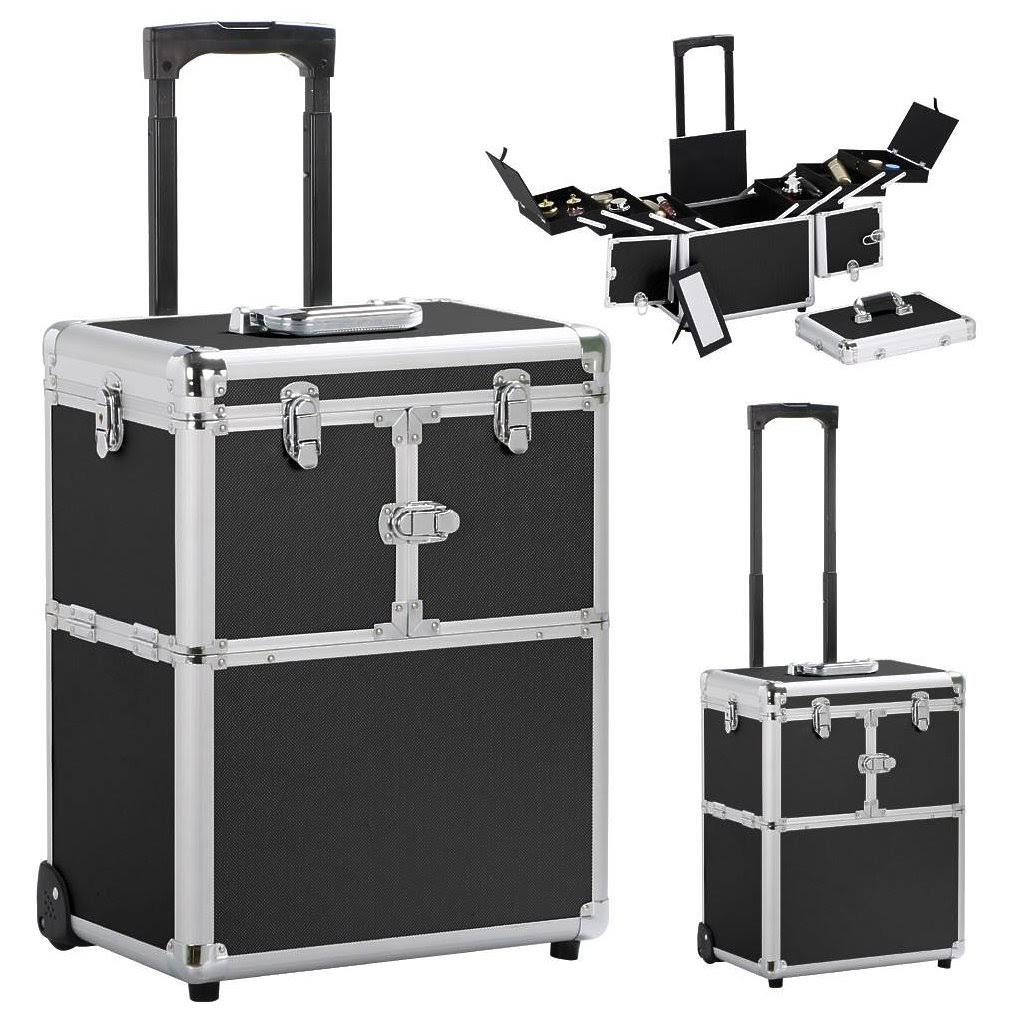 Black Aluminum Rolling Makeup Case T483