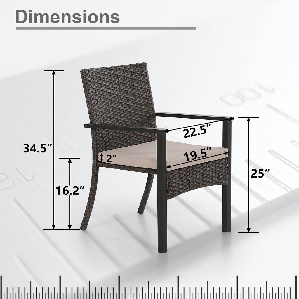 6-Piece Outdoor Dining Set with Acacia Wood Table, Bench and Wicker Chairs with Cushions A5466