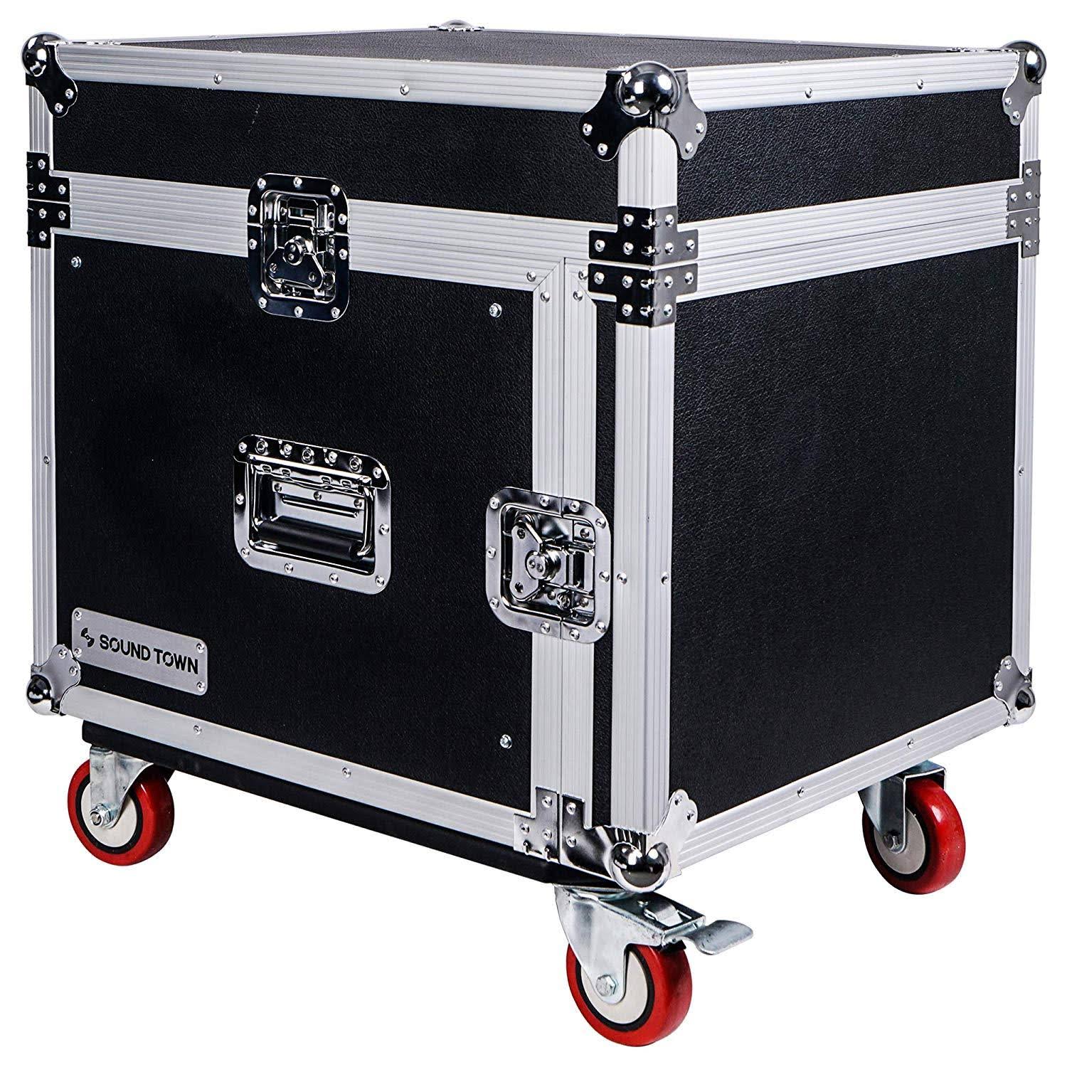 8-Space Pa/dj Rack Road Case with Slant Mixer Top and Casters Y932077