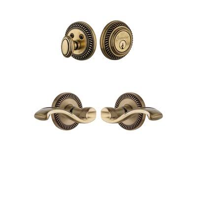 Vintage Brass Entry Lever Set with Deadbolt L3348