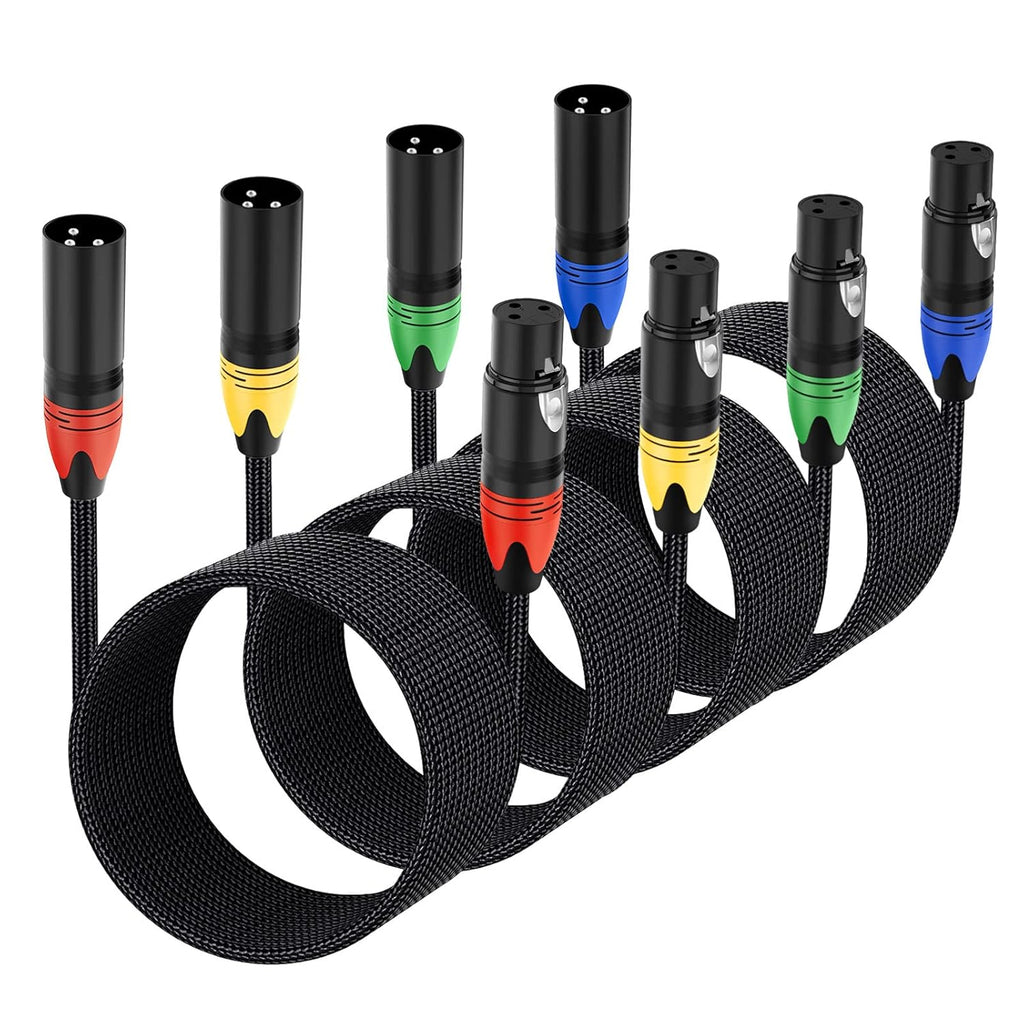 XLR DMX Cables 3ft 6 Pack Black Braided S5341