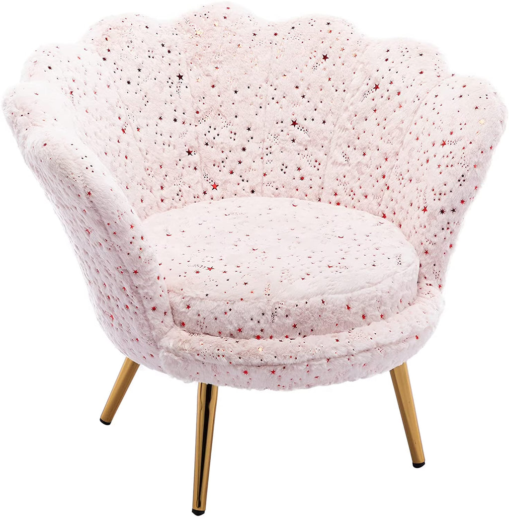 Pink Faux Fur Kids Sofa Chair with Gold Legs H11056