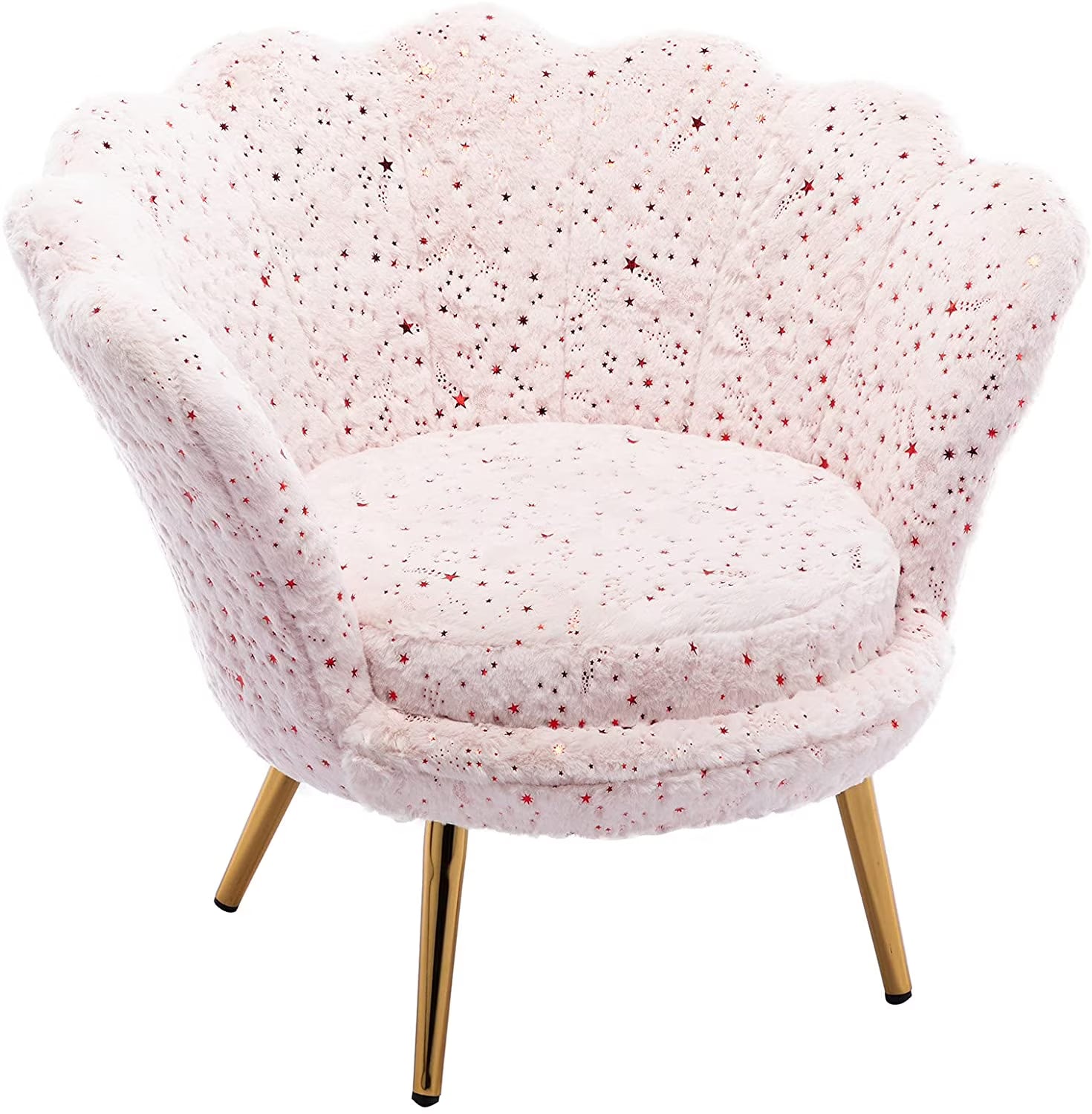 Pink Faux Fur Kids Sofa Chair with Gold Legs H11056
