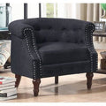 Dark Grey Tufted Linen Barrel Chair C34787