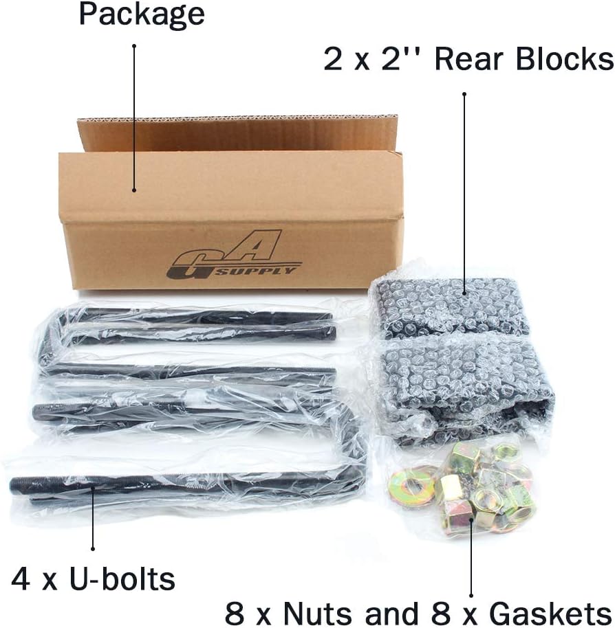 2" Rear Leveling Lift Kit with Extended U Bolts Pack of 2 B8108