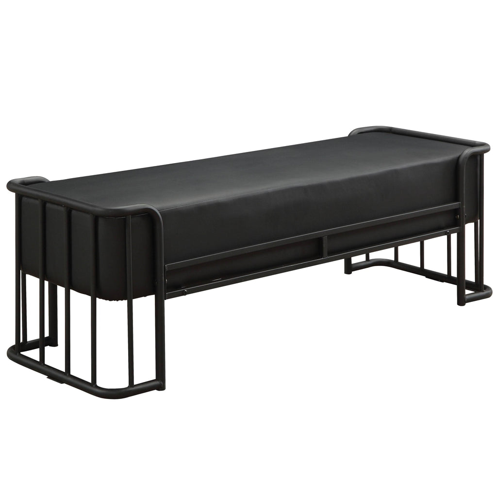 Black Metal Padded Bench V84128