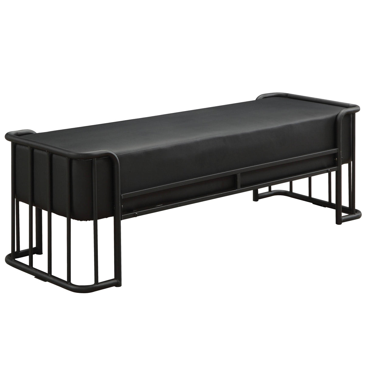 Black Metal Padded Bench V84128