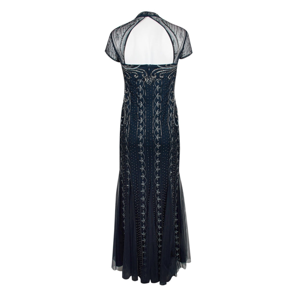 Beaded Gown Dress, Blue, 16 B838