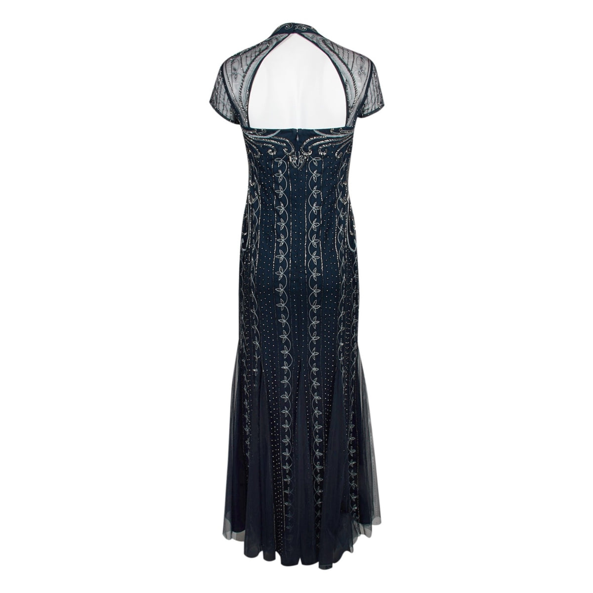 Beaded Gown Dress, Blue, 16 B838