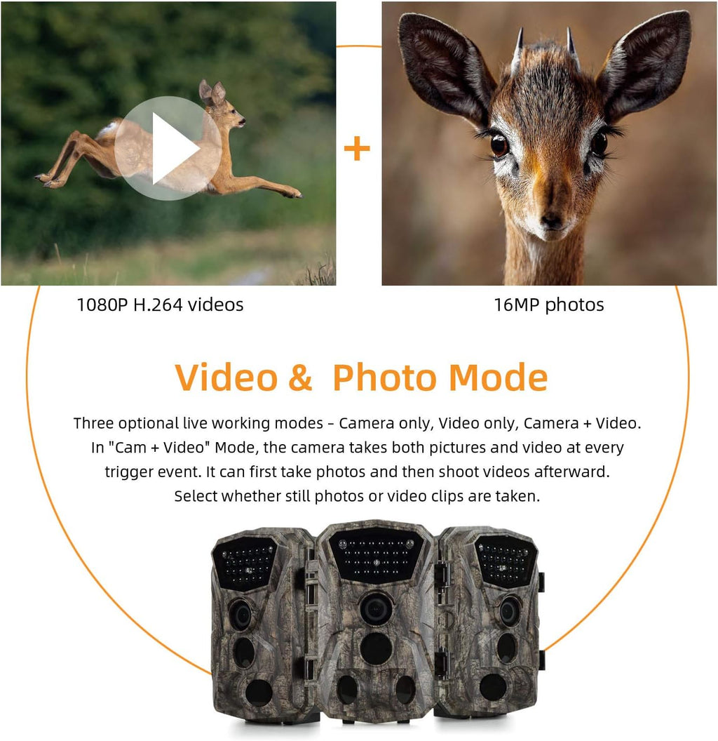 2 Pack 18MP 1080P Game Hunting Scouting Camera with 3 Infrared Sensors Motion Activated Night Vision 2.4" LCD N6121