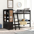 Twin Over Twin Bunk Bed with 6 Open Compartments and 2 Large Drawers N77476