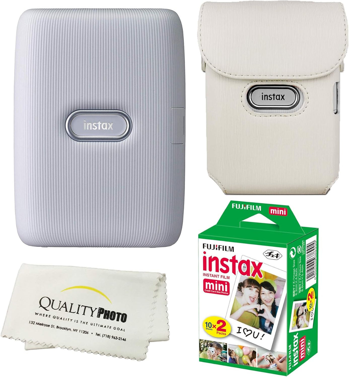 Instax Mini Link Smartphone Printer Bundle with Case and 20 Films (Dusty Pink) T9040