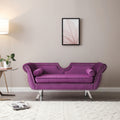 Purple Velvet Upholstered Loveseat with Removable Cushion Silver Metal Legs Y310