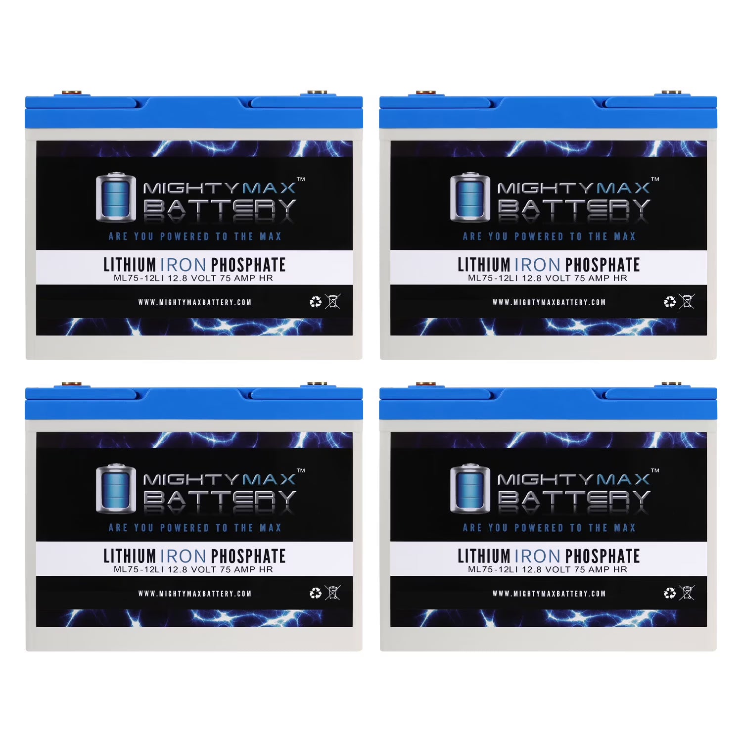 12V 75AH Lithium Replacement Battery - 4 Pack C260