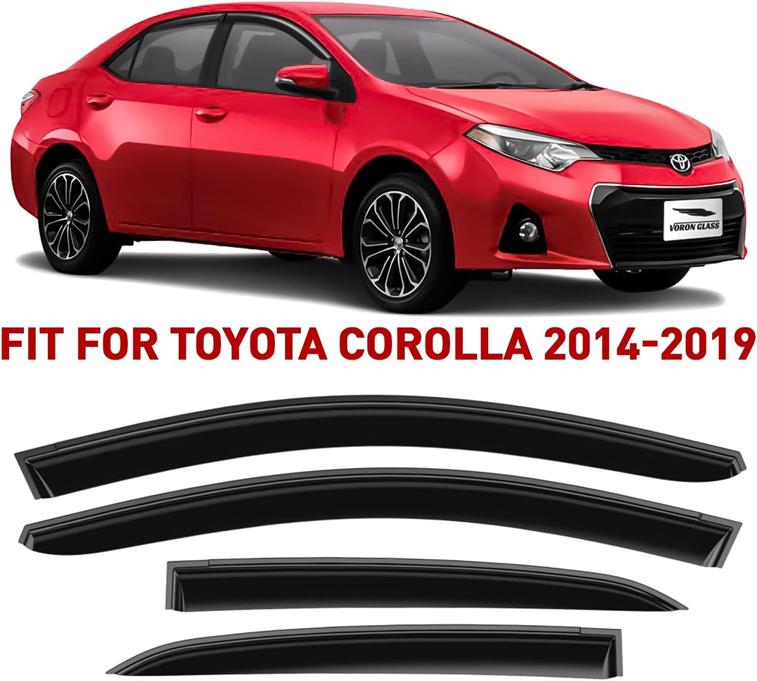 Glass Tape-on Rain Guards for Toyota RAV4 SUV, 4 Pieces U618768