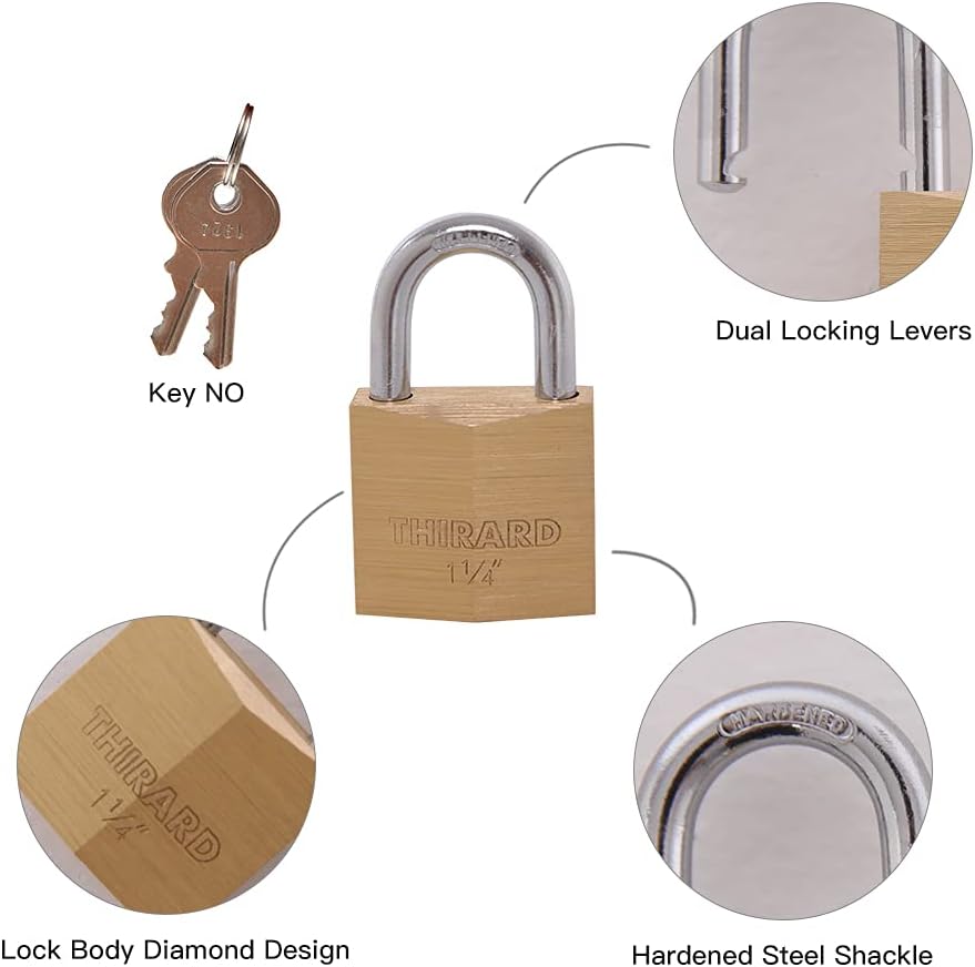 16 Pack Keyed Alike Solid Brass Padlock with 1-1/4” Wide Lock Body V873