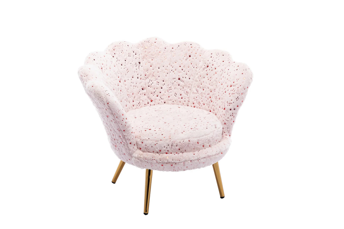 Pink Faux Fur Kids Sofa Chair with Gold Legs H11056