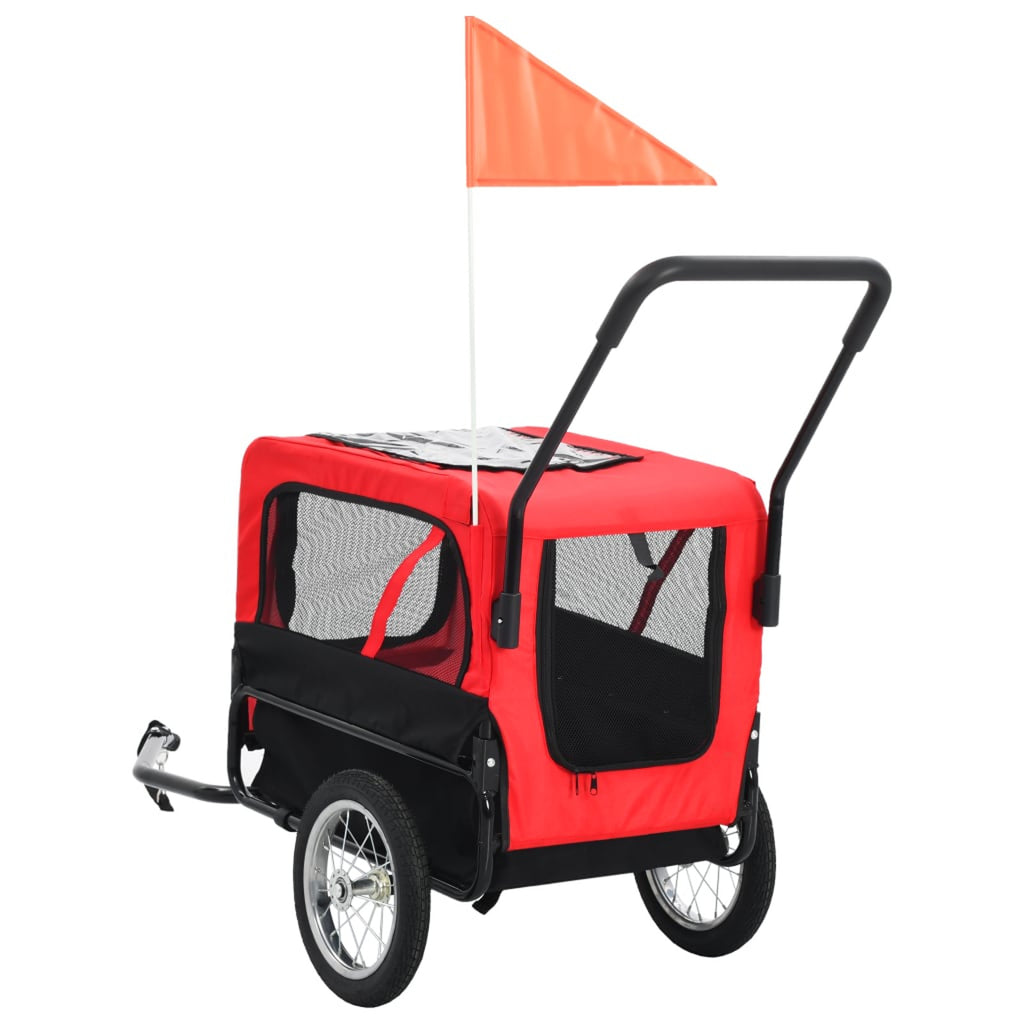 Red and Black Pet Bike Trailer and Jogging Stroller X51565