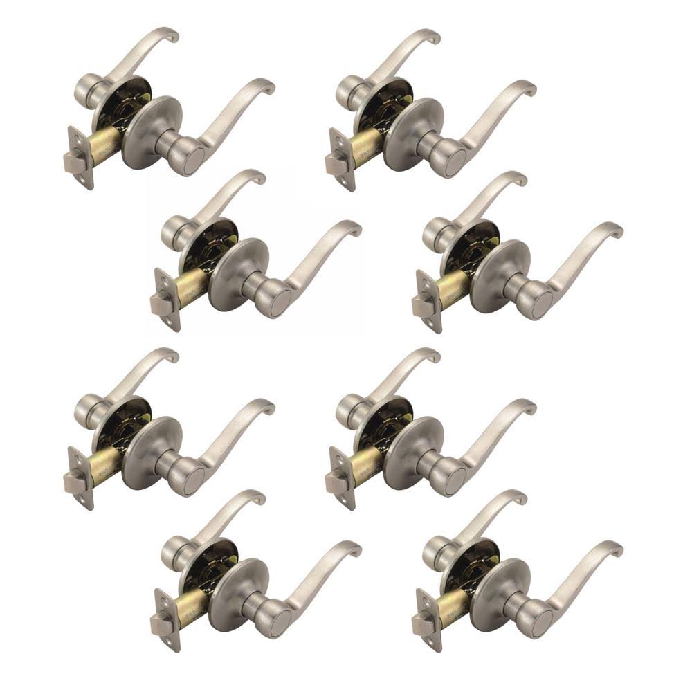 Satin Nickel Passage Door Lever (8-Pack) Q963920