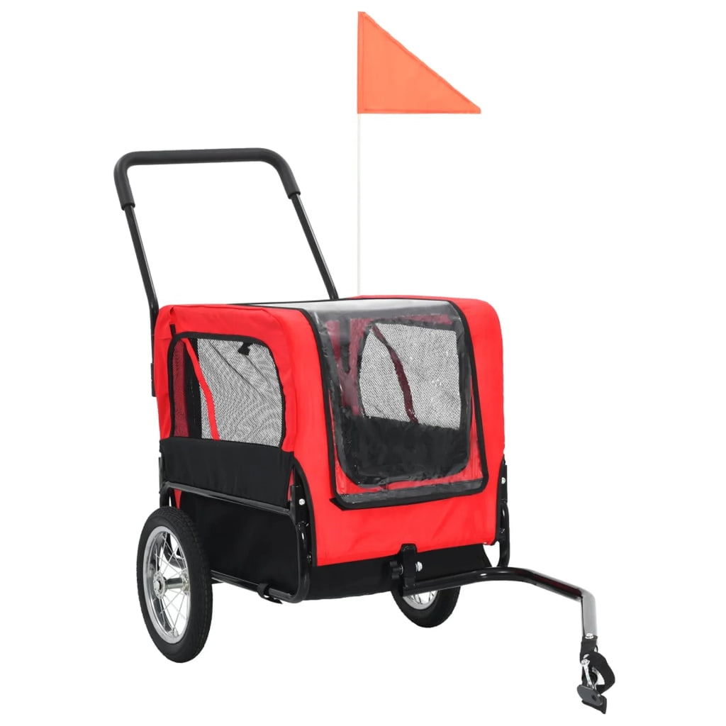 Red and Black Pet Bike Trailer and Jogging Stroller X51565