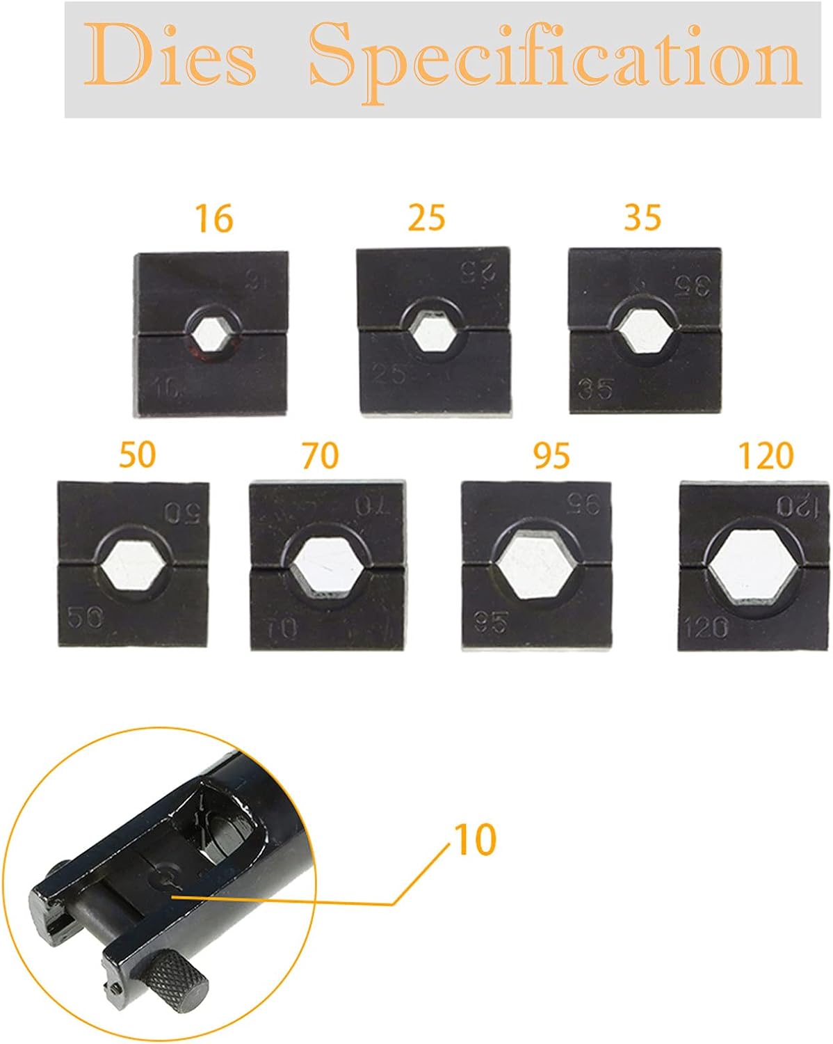 7.5 Ton Hydraulic Wire Crimper with 8 Pairs of Dies, Pack of 2 H118432