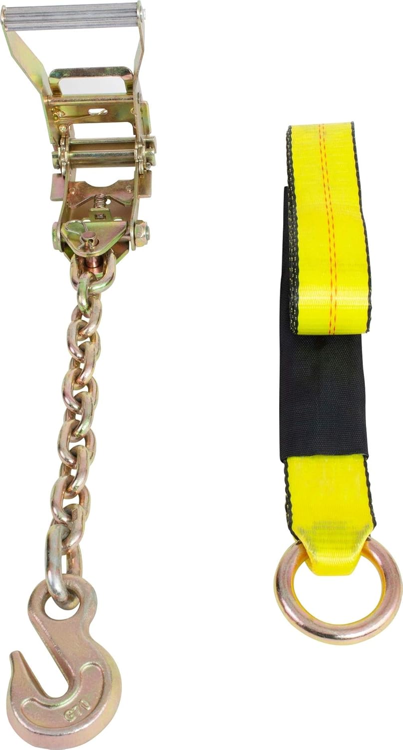 (4 Pack) 2 x 12' Ratchet Strap with Chain Anchor K268