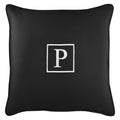 18" Black Sunbrella Square Embroidered Throw Pillow K7348
